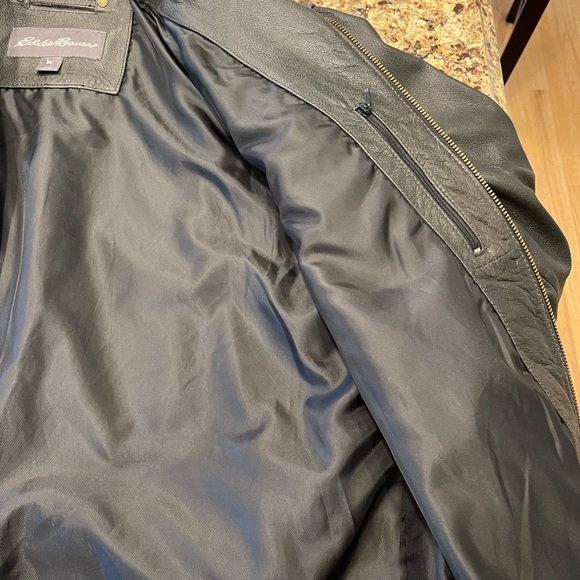 Eddie Bauer Mens Leather Jacket - Dark Brown Large - Picture 4 of 8